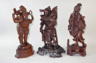 3 asiat. Holzschnitzfiguren,