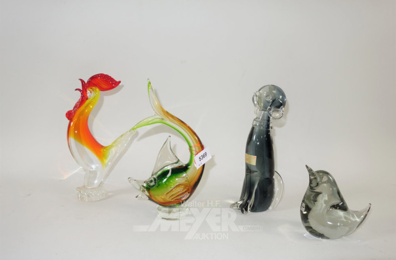 4 versch. Glas-Figuren: