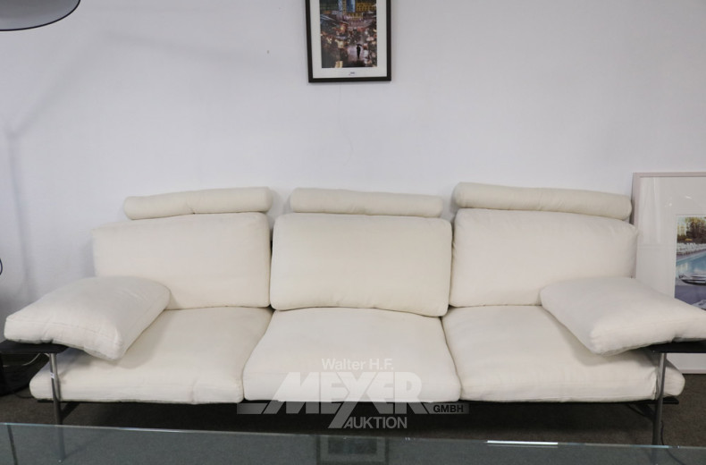 Stoffsofa, 3-Sitzer, Leinen weiß,