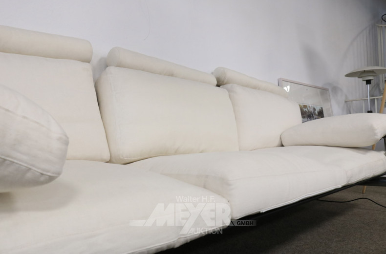 Stoffsofa, 3-Sitzer, Leinen weiß,