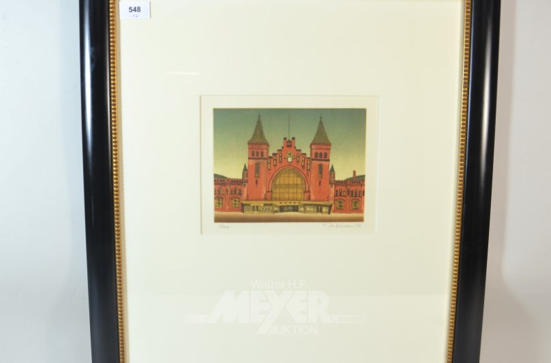 Lithographie ''Bahnhofsansicht''