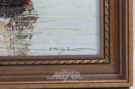 Gemälde ''Fischerboote'', Holzrahmen,