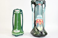 2 Vasen, Jugendstil, grün,