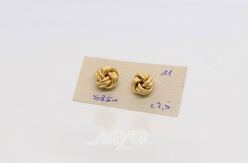 Paar Ohrstecker, 585er GG, knotenförmig