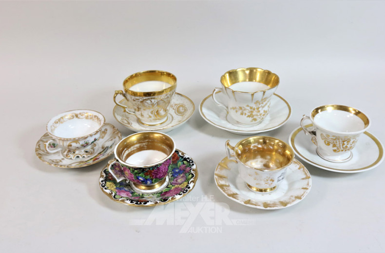 6 div. Sammeltassen, u.a. MEISSEN,