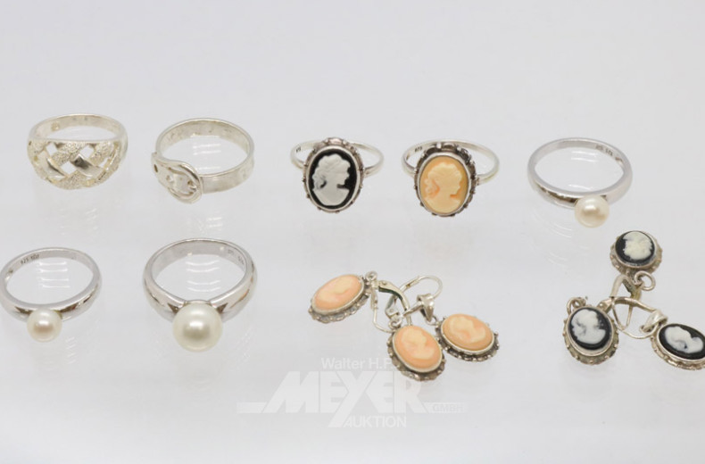 25 Silberringe und Ohrgehänge