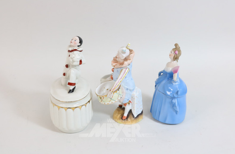 3 div. Porzellan-Deckeldosen,