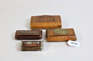 4 Schnupftabackdosen, Holz,