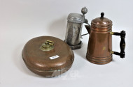 Kanne, 1 Krug, 1 antike Bettwärmflasche,