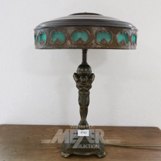 Tischlampe um 1910/20, Metall bronziert,