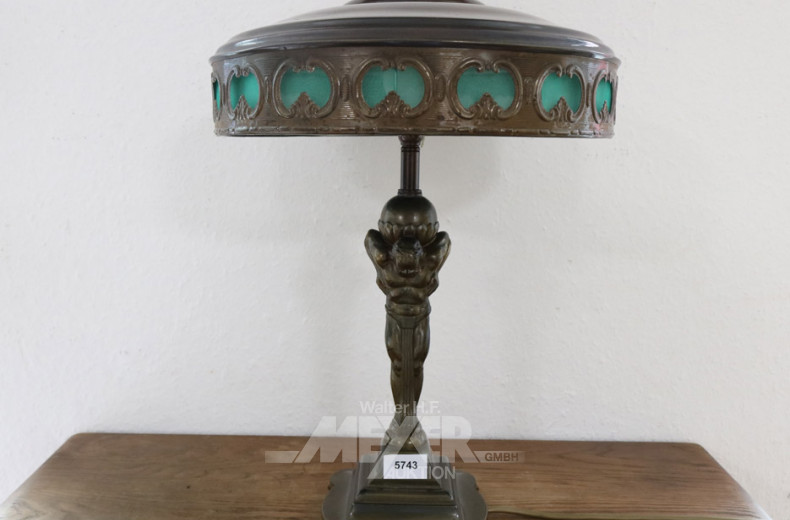 Tischlampe um 1910/20, Metall bronziert,