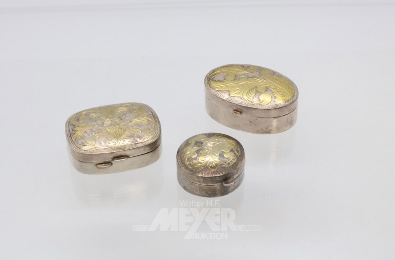 3 Pillendosen, Silber
