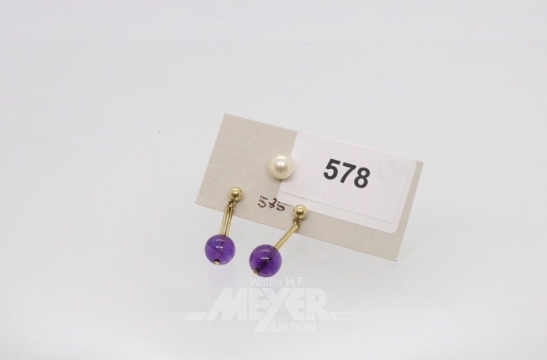 Paar Ohrgehänge, 585er GG mit