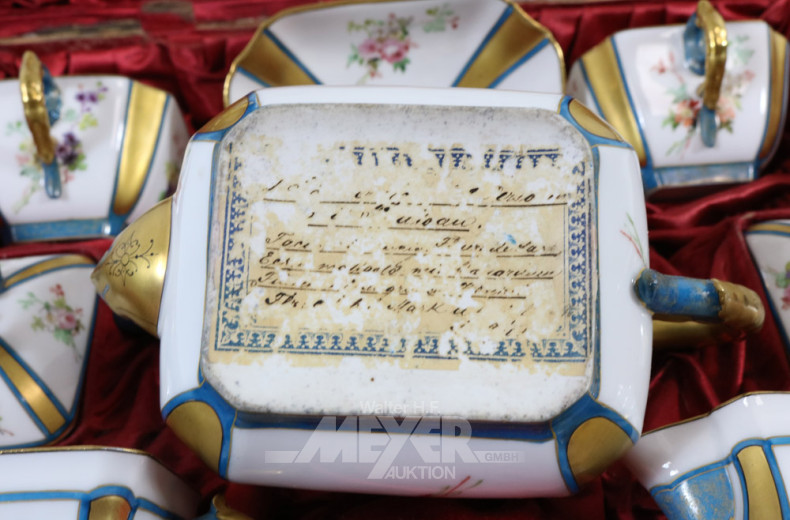 Porzellan Dejeuner, um 1900, 8 teilig,