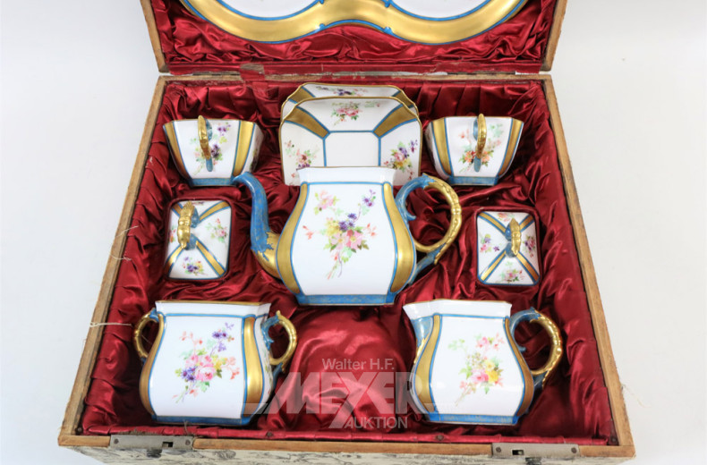 Porzellan Dejeuner, um 1900, 8 teilig,