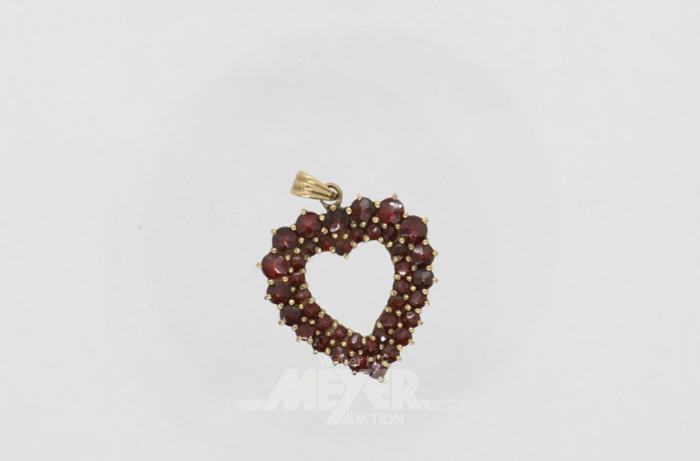 Herzanhänger, 333er GG, mit Granaten