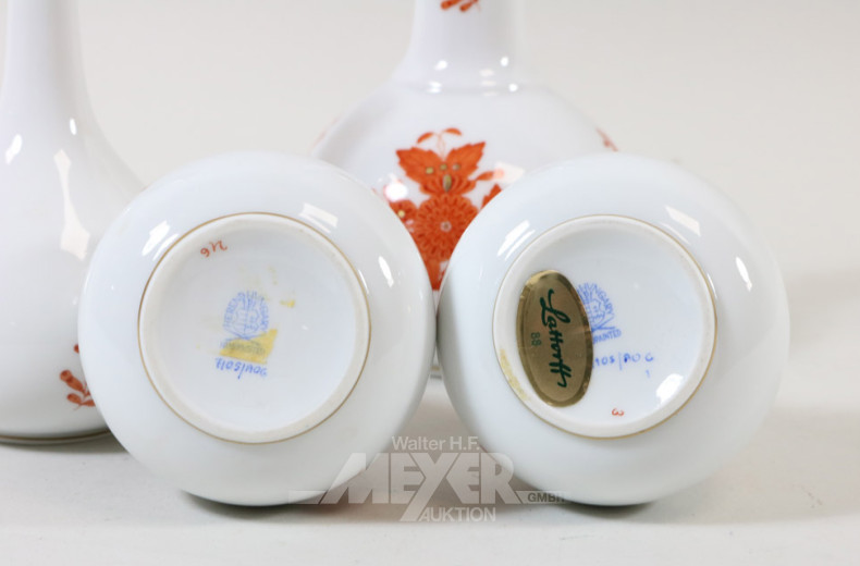 3 kl. Porzellan-Tischvasen, HEREND