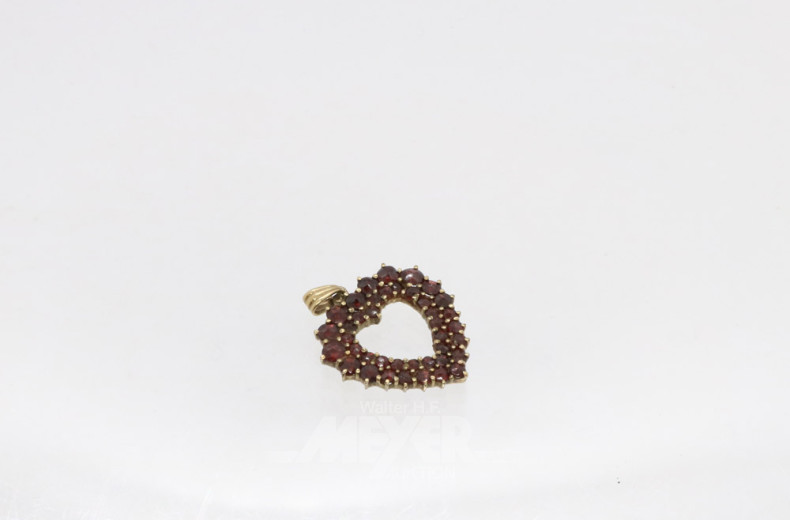 Herzanhänger, 333er GG, mit Granaten