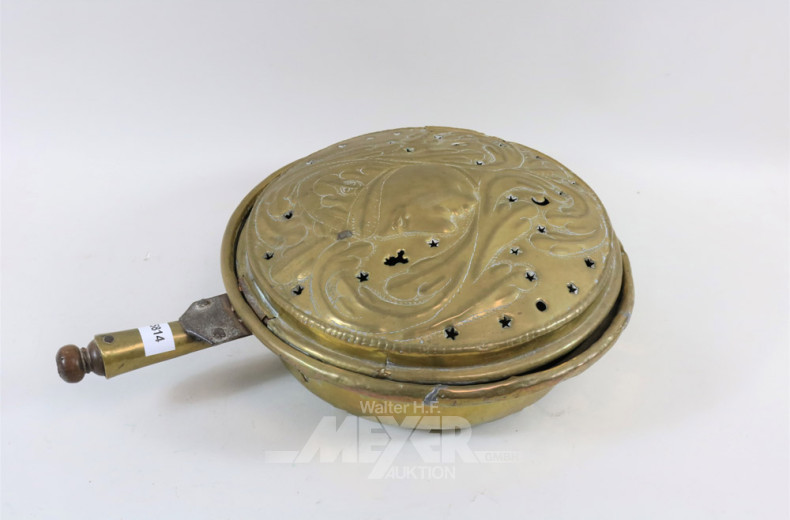 Bettpfanne, messing mit kurzem Stil