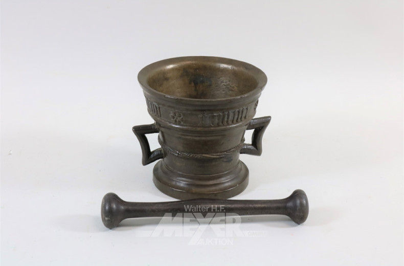 schwerer Bronze-Mörser, incl. Pistill