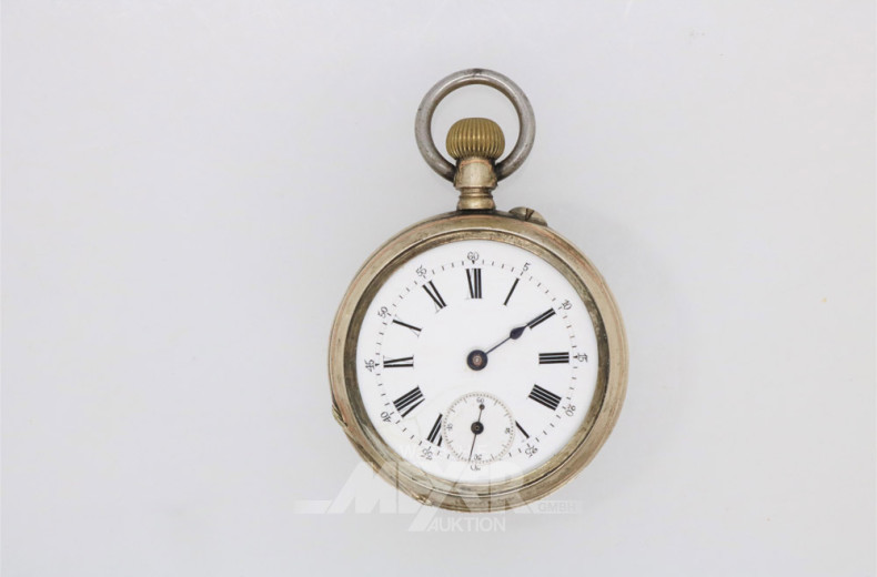 Taschenuhr, Silber, Uhrenglas fehlt