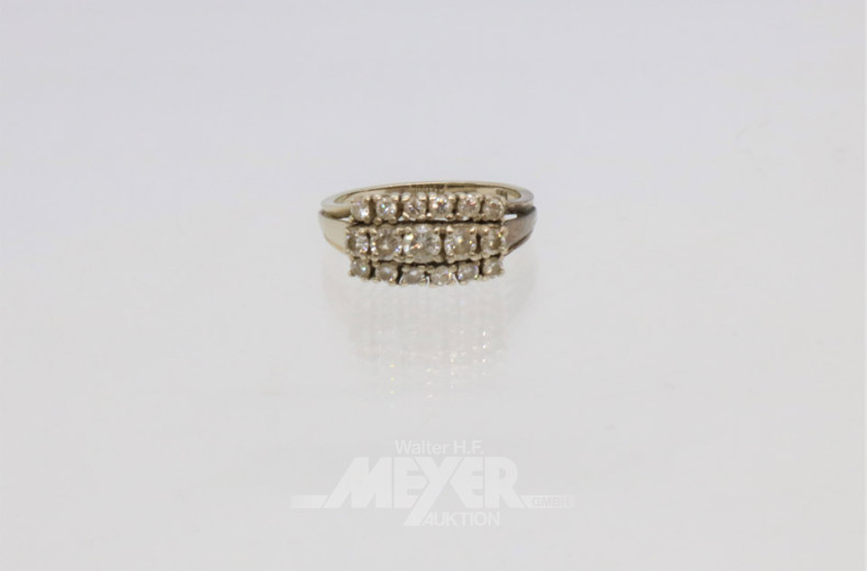 Ring, 585er Weißgold , besetzt