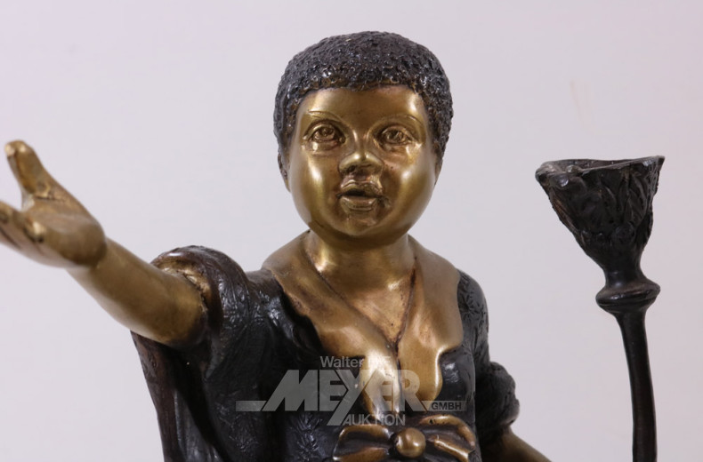 figürl. Leuchterpaar, Bronze