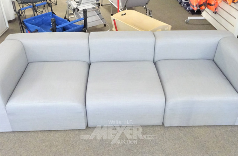 Stoffsofa, 3-sitzig, Polster grau