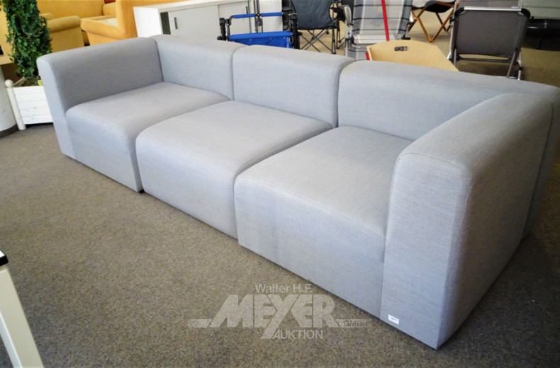 Stoffsofa, 3-sitzig, Polster grau