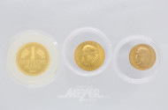 2 Goldmünzen, 1 Münze 1 Euro vergoldet