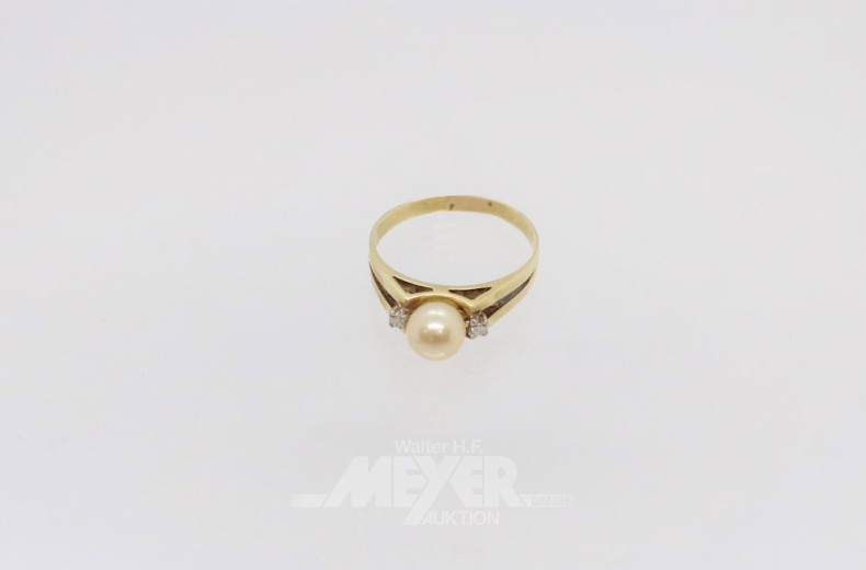 Damenring, 585er GG, ca. 4 g., besetzt