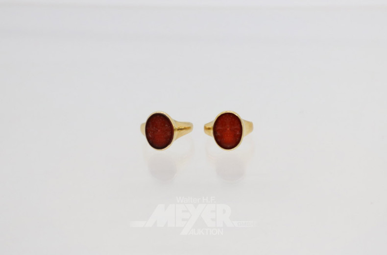 Paar Siegelringe, 585er GG,