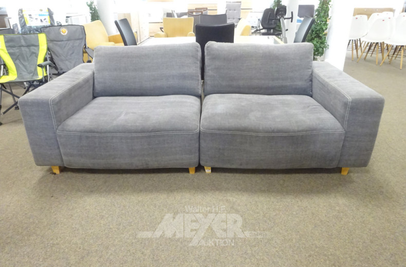 Sofa, Stoff grau, 2-tlg., 244 cm
