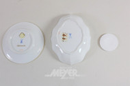 3 Porzellanteile MEISSEN: kl. Wandteller,