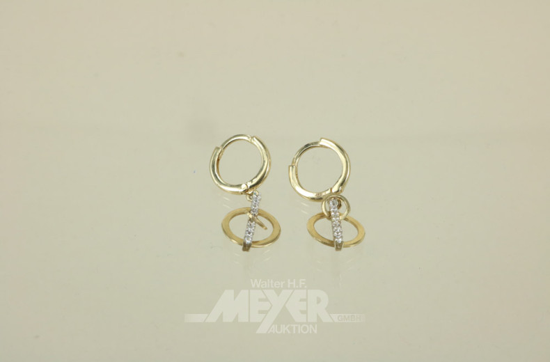 Paar Ohrhänger, 585er GG, ca. 3 g.