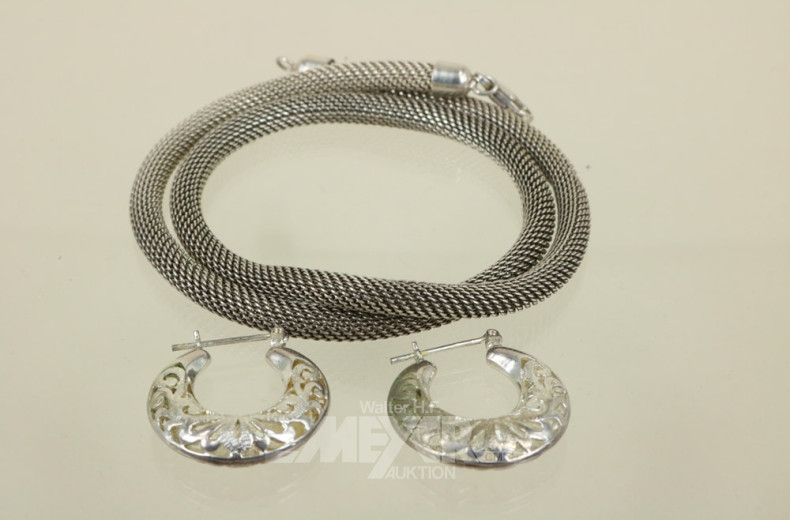 Kette Silber, 1 Paar Creolen Silber