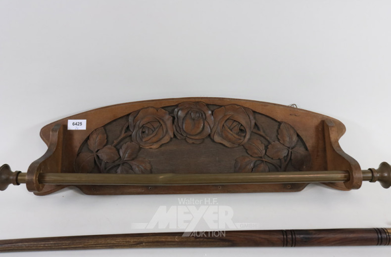 Handtuch-Wandhalter, Holz, mit floralen