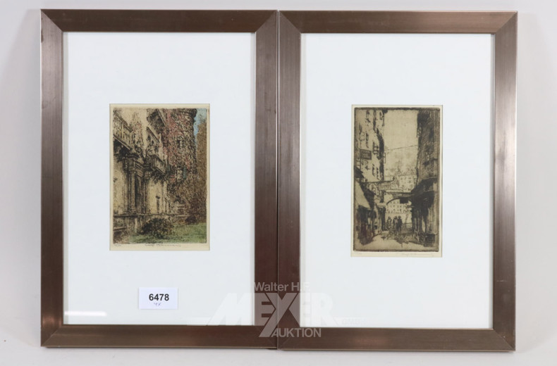 4 Radierungen, u. a. ''Salzburg'',