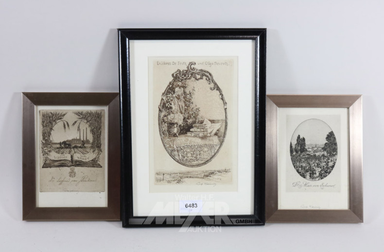 3 Radierungen, u.a.