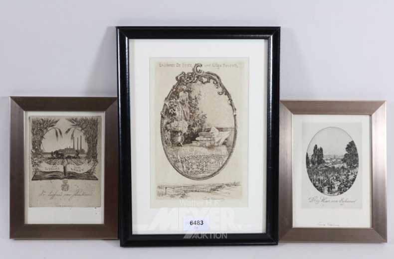 3 Radierungen, u.a.