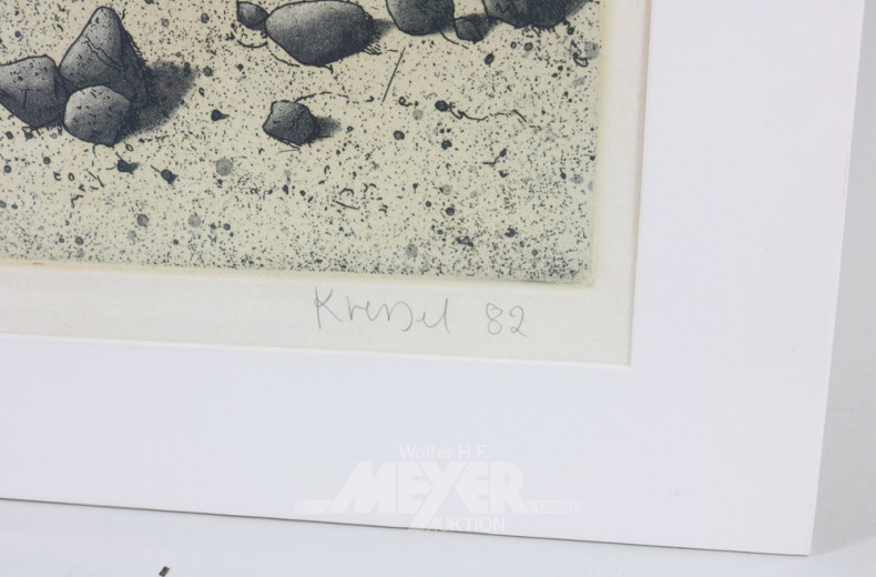 3 versch. Litografgien/Radierungen,