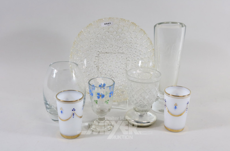 Posten versch. Glasdekorationen.