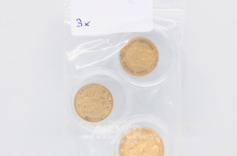 3 Goldmünzen, Deutsches Reich,