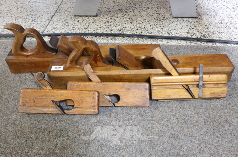 5 kl. alte Handhobel, Holz, 19. Jhd.,