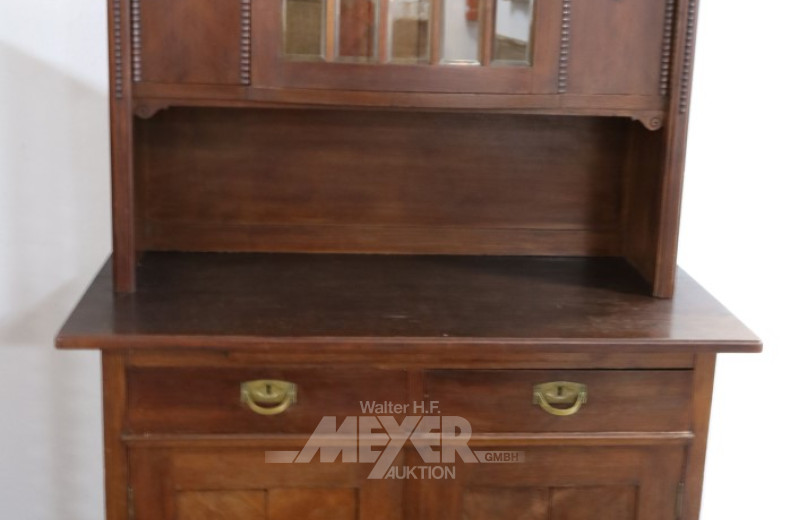 Aufsatzschrank, um 1910, Eiche furniert,