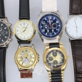 6 Herren-Armbanduhren, u.a. DANIEL HECHTER