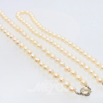 2 Perlenketten, Länge: ca. 48 + 44 cm,
