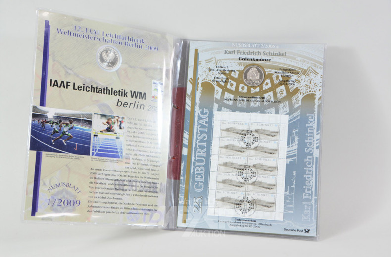 5 Numisblätter, Gedenkmünzen 10 Euro