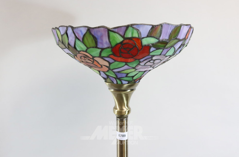 Stehlampe Messingfuß, im  Tiffanystil,