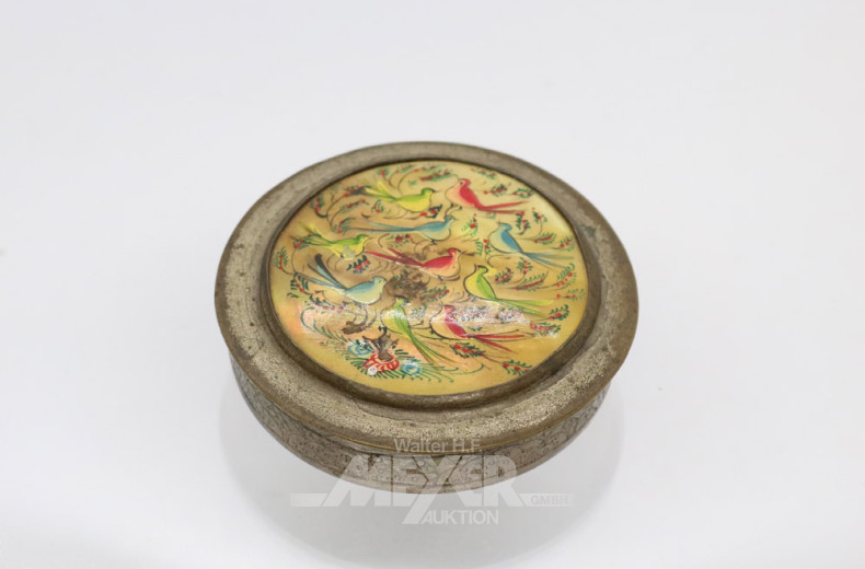 Deckeldose, Vogelmotiv und 1 Kreuz